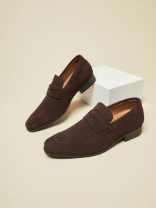 Leather Loafers Mens Business Casual Flat Heel Breathable Comfortable Spring Autumn Seasonal Fashion Single Shoes Slip-On