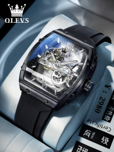 OLEVS | Automatic Mechanical Barrel Watch for Men Skeleton Night-Luminous