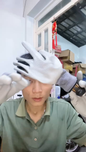 Combo 12 đôi găng tay lao động phủ cao su xám caro găng tay chống trơn trượt bao tay lao động