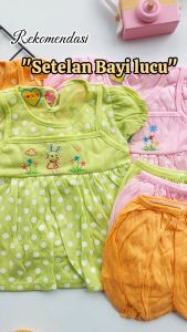 3PCS Dress Bayi 0-6 Bulan Setelan Baju Celana Newborn Cewek Lucu