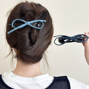 🔥Simple Retro Denim Bow Twist Clip Girl Updo Hair Clip Temperament Clip High-end LovelylifeFu👍