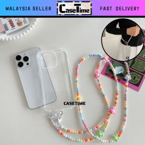 Fashion Acrylic Mobile Phone Chain Crystal Stone Bead Lanyard Necklace Hanging Rope Pearl Sling Long Chain Accessories