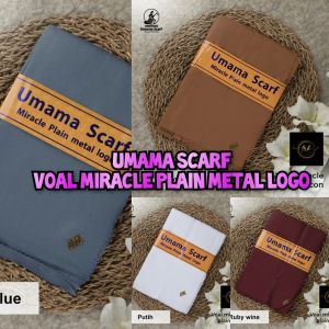 GRATIS ONGKIR BISA COD!! Kerudung Segiempat Umama Scarf Voal Miracle Plain Icon Polos Hijab S4 Miracle Metal Logo UM Warna Lengkap Seragaman 110x110cm