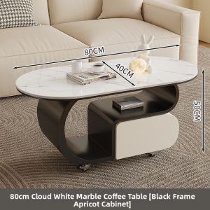 YIYOU | Simple and Elegant Creamy Style Living Room Coffee Table with Casters High-class Design