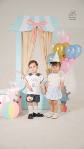 Bộ váy áo cộc tay La Pomme phối nơ tiểu thư thanh lịch - Sợi Bamboo Cotton mềm mại hỗ trợ kháng khuẩn – Bé gái - 9M- 5Y
