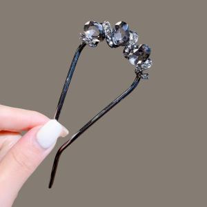 Modern Simple Crystal U-Shaped Hairpin High-End Sense Hair Accessories Elegant Design Headwear Hair Clip Fashionable Hairpin