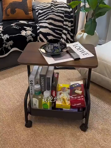  รถเข็นเก็บของ โต๊ะกาแฟ ชั้นวางของ พร้อมล้อเลื่อน ชั้นวางของรถเข็น 2 ชั้น โต๊ะข้างเตียง ชั้นวางของ กันสนิม เคลื่อนย้ายสะดวก