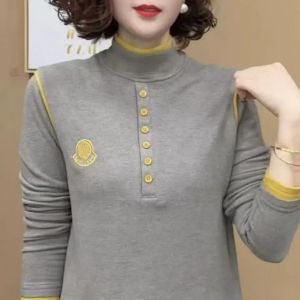 QIAOXIZI | Đồ Lót Nữ Dài Tay Ôm Body Cổ Trung Cao Ấm Áp Mùa Thu Đông DeLun