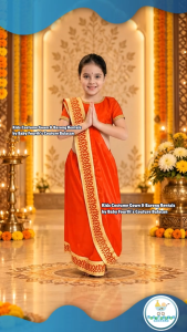 Baby Fourth Couture United Nation India Indian Girl Costume Dress for Kids National Attire for UN Events for Kids