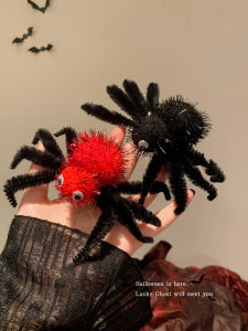 Spring Loaded Spider Hair Clip Womens Halloween Decorative Prank Duckbill Hair Clip Fashionable Korean Style Fabric Hair Accessory