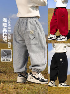 Quần Thể Thao Dày Lót Lông Cừu Cho Bé Trai Mùa Đông Quần Dài Cotton Pha Trộn Quần Dài Thường Ngày Cho Trẻ Em