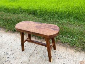 ม้านั่งไม้พฤกษ์ Wood Bench 25*60*45cm. ม้านั่งยาว ม้านั่งกลางแจ้ง ม้านั่งสนาม ท็อปไม้แผ่นเดียว ลวดลายเด่นชัด ใช้งานภายนอกได้ดี แข็งแรง