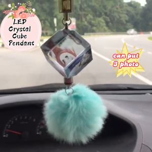 LED Light Crystal Photo Car Pendant | With Photo | Car Decor | Gifts | Valentine | Christmas