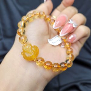 Q955 Vòng Thạch Anh Vàng 8li Mix Hồ Ly Cẩm Thạch Vàng Myamarr Thổ và Kim - Phong Thuỷ TUDO P