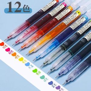 🔥chageey👍 Straight Liquid Rollerball Gel Gel Pen 0.5 Needle Tube Quick Dry Rollerball Pen Student Office Pen