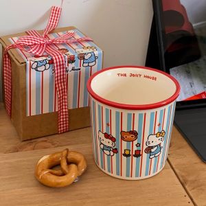 Original Cartoon Ceramic Coffee Milk Cup Handheld Mug High Aesthetic Value Breakfast Cup Water Cup Gift Box Set NICHAOPIAOLIANG
