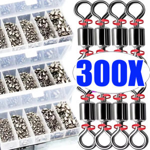 300pcs 360 Degree Rotating Fishing Bearing Swivel Connector / Stainless Steel Solid Ring Barrel Rolling Swivel / Universal Lure Fish Hook Fishing Tackle Accessory