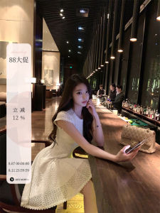 Elegant White Dress Womens Autumn High Waist Design Rich Girl Style Korean Version A-Line Skirt Short Sleeve Zipper Back