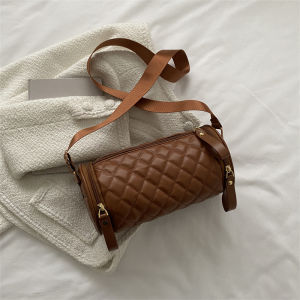 กระเป๋าทรงกลมสไตล์ใหม่ฤดูใบไม้ร่วง/ฤดูหนาวสำหรับผู้หญิง กระเป๋าสะพายข้างแบบมีซิป กระเป๋าถือทรงกลม PU กระเป๋าสะพายไหล่หนังสัมผัสสบาย