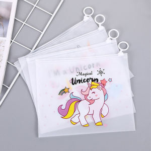 New Large Capacity Pencil Case Transparent Zipper Storage Bag Student Stationery Bag Cartoon File Bag Business Supplies