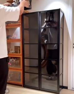 Display Cabinet 4/5 Layers 2 Doors Acrylic Bamboo Three Sided Transparency for living room display