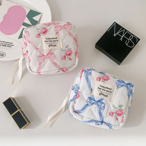 Hisocute Sweet Girl Bows Sanitary Napkin Cosmetics Bag Sanitary Pads Sanitary Napkin Bag Student Earphone Coin Purse