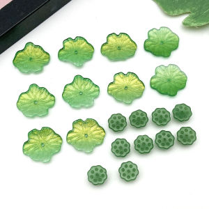 ลูกปัดแก้วรูปดอกบัว 20/30 ชิ้น สำหรับทำเครื่องประดับ DIY อุปกรณ์เสริมงานฝีมือ ชุดงานฝีมือ