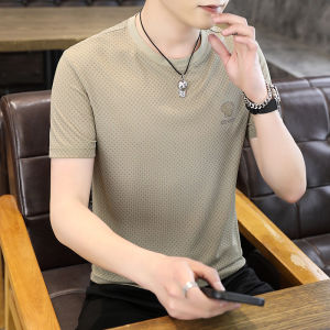 Short Sleeve T-Shirt Mens Casual round Neck Ice Sensation Youth Fashionable Top Breathable Polyester Spandex Summer 2025