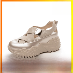 Womens Summer Fashion Casual Breathable Hollow out Thick Heel Real Leather Sandals Roman Style round Toe Dad Shoes