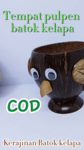 tempat pulpen pensil batok kelapa karakter burung Tempat pulpen jualan / meja kantor / pensil alis