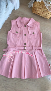 PRINCESS KESLI 2-9 Years Baby Girls Dress For Kids Summer Sleeveless Dress With Belt Korean Style Gaun Budak Perempuan