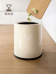Large Size High Capacity Kitchen Bathroom Living Room Luxury Stainless Steel round Shape Trash Can Home Use Lazy Corner