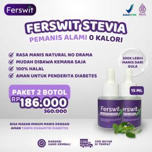 Ferswit Stevia Pengganti Gula Asli 100% Original Alami Halal isi 2 Botol