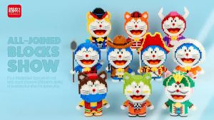 Nano Blocks Doraemon Cartoon Pink Cute Anime Cosplay Nano Blocks Diamond Micro Bricks Adults Kids DIY Educational Toys