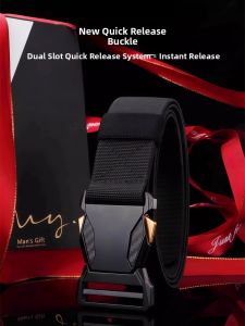 Elastic Canvas Belt with Automatic Buckle for Men Outdoor Sports Fashionable Versatile Belt for Youth And Adults