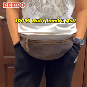 Ready Stock!! LEEFO 100% Genuine Cow Leather Men Waist Bag Pouch Bag Chest Bag Crossbody Bag Crazy Horse Leather