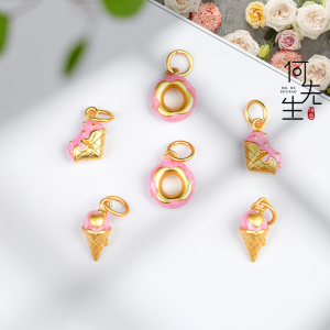 Alluvial Gold Donut Ice Cream Small Drip Pendant Pendant Handmade DIY Accessories Braided Bracelet Bracelet Ornament