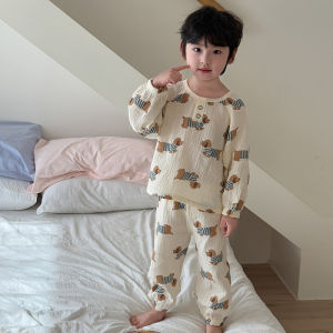 Cotton Summer Sleepwear Set Loose Breathable Thin Home Clothes for Kids