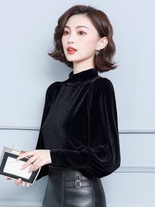 Chic Half-High Collar Velvet T-Shirt Base Shirt Womens Fashion Spring Autumn Winter New Mommy Inner Wear Top Korean Style Long Sleeve Slim Fit