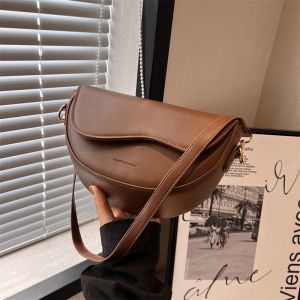 Small Leather Saddle Armpit Bags for Women Summer Chain Shoulder Crossbody Bag Ladies Vintage Underarm Handbags Woman bolsa