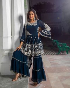 [PRE-ORDER] Ready Made Faux Georgette With Heavy Embroidered Plazzo ( Delivery 10 days )