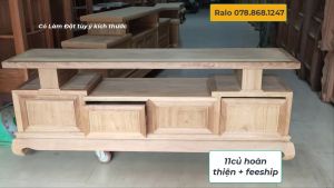 Tủ kệ kê tivi gỗ gụ dài 197x47x66 bày đồ tivi tiện lợi 4 ngăn kéo