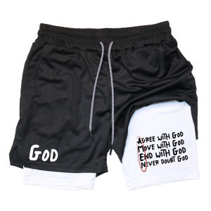 Casual Sports Shorts for Mens 2-In-1 Shorts Summer Quick Drying Breathable Double Layer Beach Shorts Fitness Running Towel Loop