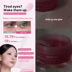 Medicube PDRN Pink Caffeine Collagen Gel Eye Patch 60 Sheets Puffy‑eye Drainage Relief Dark Circle Fading Care Fine‑line Wrinkle Smoothing Under‑eye Deep Hydration Skin Elasticity Lifting