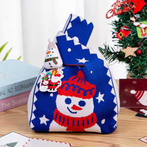 Christmas Knitted Handbag Gift Bag Casual Style Soft Polyester Material Handheld Wallet for Women And Children Daily Use