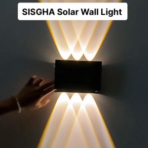 Vimite LED Solar Wall Light Outdoor Waterproof Up And Down Fence Light for Garden Landscape Courtyard Street Decoration Spotlights