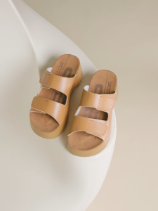 YOTO Double Velcro Platform Wedge Slides For Women Chunky Heel Soft Comfort Casual Outdoor Sandals