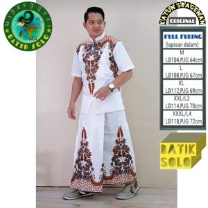 Baju Muslim Pria Dewasa Kemeja Batik Lengan Panjang Pendek Setelan Sarung Celana Hem Cowok Baju koko Murah Terbaru Casual Formal Pakaian Adat Pria full furing Fashion Modern Batik Wisanggeni Solo Motif Adven Sogan Putih
