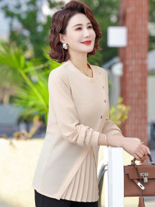 Áo Thun Thời Trang Xuân Thu Cho Phụ Nữ Trung Niên Mẹ Thời Trang Cao Cấp Bộ Sưu Tập Mới 2025 Áo Thun Dài Tay Thường Ngày