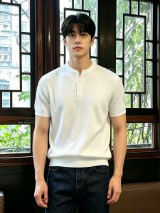 OUMULONG | Henley Collar Comfortable Breathable Mens T-Shirt